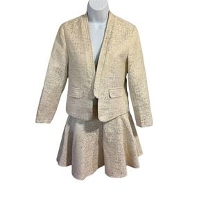 Sophyline Gold Metallic Blazer and flared Mini Skirt Set Size S